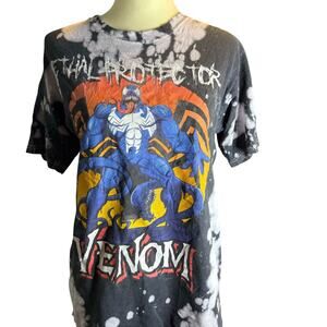 Marvel Venom Lethal Protector Bleach Tie Die Graphic Tee, Size Medium